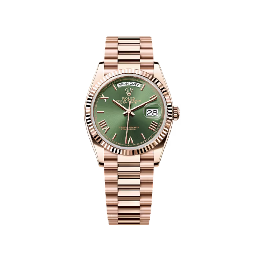 Rolex Day-Date 36 Everose Gold Green Dial 128235